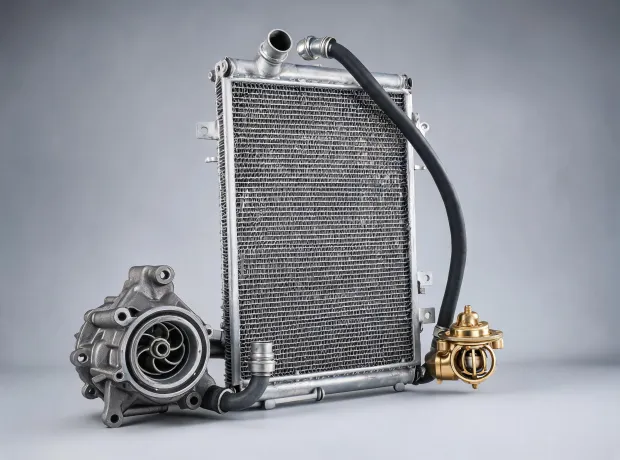 Cooling system parts arranged for service workflow review